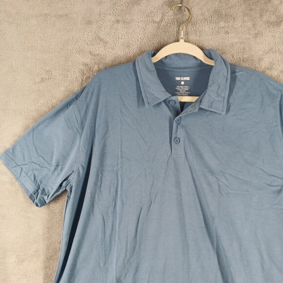 NWOT TRUE CLASSIC Men Polo Shirt Size XL Blue Knit Cotton Blend Casual - Picture 2 of 10
